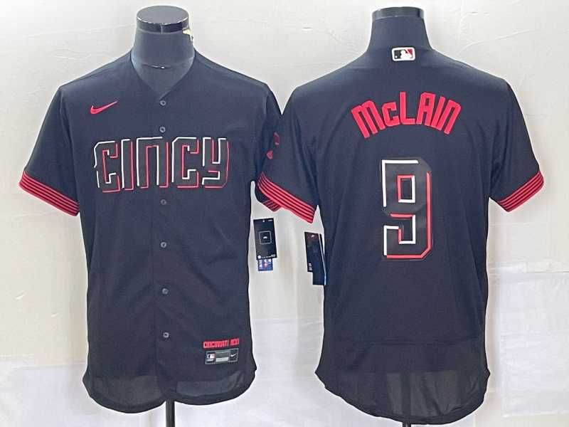 Mens Cincinnati Reds #9 Matt McLain Black 2023 City Connect Flex Base Stitched Jersey->cincinnati reds->MLB Jersey